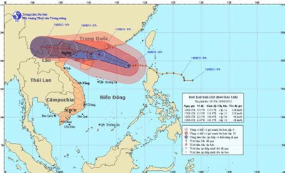 Direction of Typhoon Kaitak on August 16 (Photo: national weather bureau) Direction of Typhoon Kaitak on August 16 (Photo: national weather bureau)